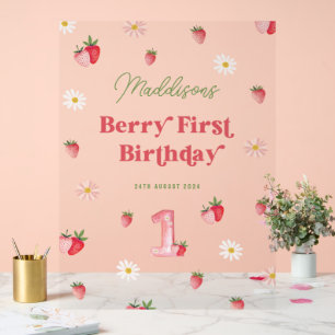 Cute Berry First Birthday Girls Strawberry Welcome