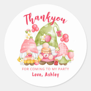 Cute Berry First Party Thank You Classic Round Sticker