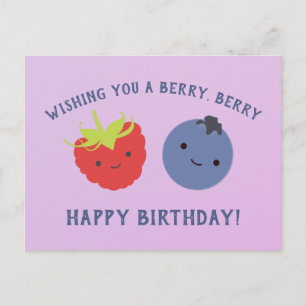 Cute Berry Happy Birthday Kawaii Berries Postcard