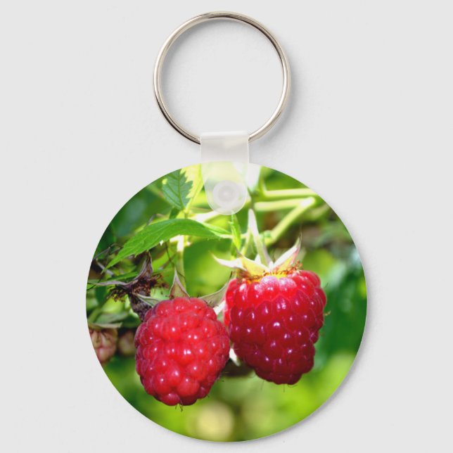 Cute berry photo Raspberries blackberries fruit Keychain (Front)