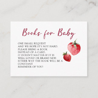 Cute Berry Strawberry Baby Shower Book Request Enclosure Card