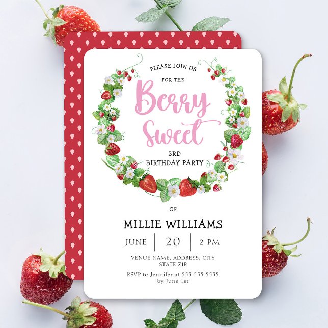 Cute Berry Sweet Anniversaire Fête Invitation (Créateur téléchargé)