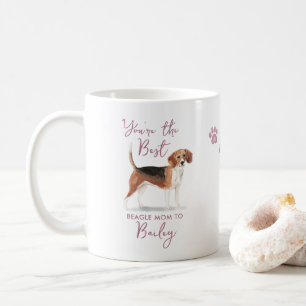 Cute Best Beagle Dog Mom Illustration and Photo Coffee Mug