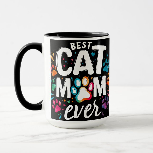 Cute Best Cat Mom Ever Mug (Left)