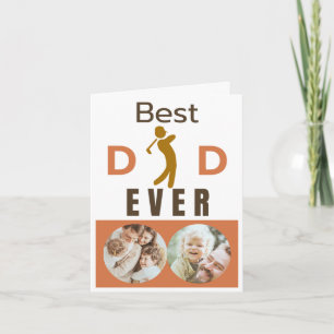 Cute Best Dad Ever Golfer Fathers Day Family Photo Card