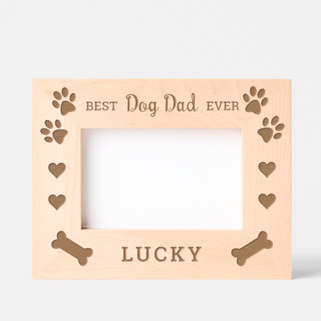 Cute Best DOG DAD Ever Personalized Etched Frames (Front)