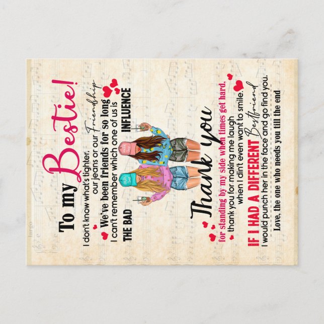 Cute Best Friend Gift, Funny Friendship Day Gifts Announcement Postcard (Front)