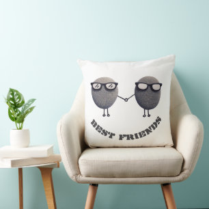Cute Best Friends Character Throw Pillow