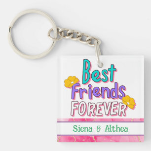 Cute Best Friends Forever Typography Keychain