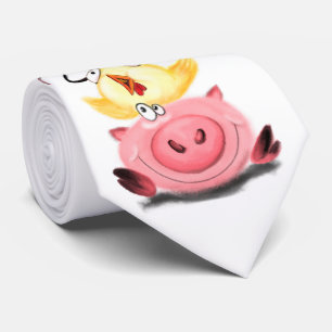 Cute Best Friends Piggy Chick and Mouse - Cartoon  Tie