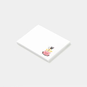 Cute Best Friends Piggy Chick and Mouse - Drawing Post-it Notes