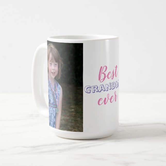 Cute Best Grandma Ever Custom Photo Coffee Mug (Front Left)