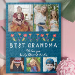 Cute Best Grandma Flowers Floral Family Photo Jigsaw Puzzle<br><div class="desc">Cute Best Grandma Flowers Floral Family 5 Photos Puzzle. Hand-drawn flowers and 5 family photos. Create your own personalized gift for a grandmother for Mother`s Day,  birthday or Christmas.</div>
