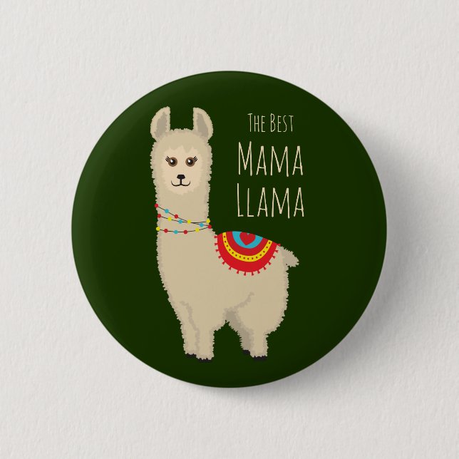 Cute "Best Mama Llama" award 2 Inch Round Button (Front)