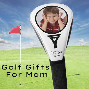 Cute Best Mom By Par Black and White Golf Head Cover