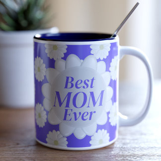 Cute Best Mom Ever Daisy Pattern Purple Coffee Mug