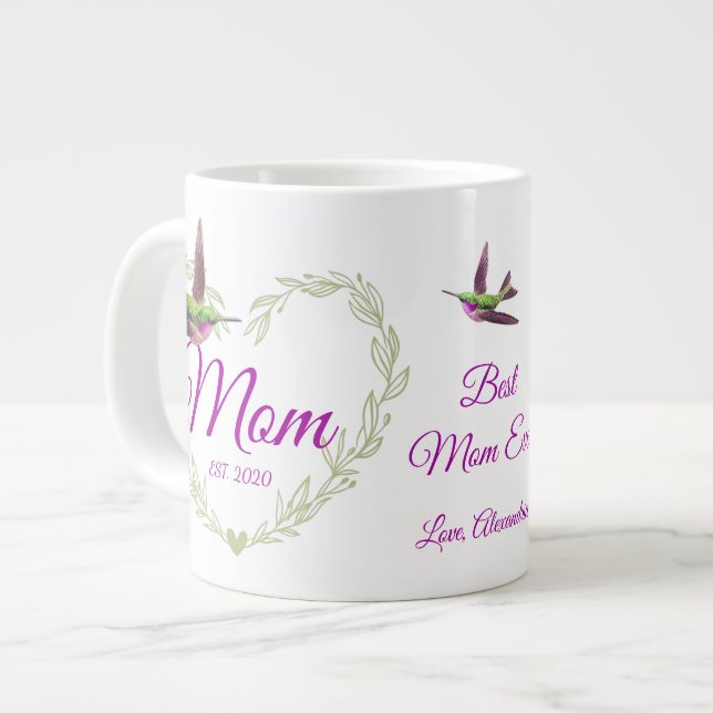 Cute Best Mom Ever Heart  Hummingbird Large Coffee Mug (Front Left)