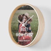 Cute BEST MOM EVER Heart Mother's Day Photo Clock (Angle)