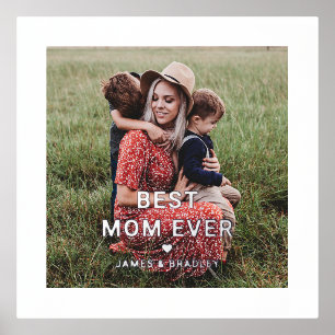 Cute BEST MOM EVER Heart Mother's Day Photo Foil Prints
