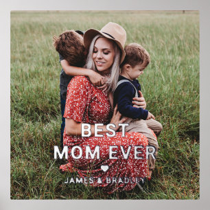 Cute BEST MOM EVER Heart Mother's Day Photo Foil Prints