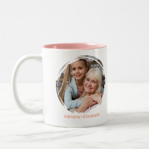 Cute Best Mom Ever Kids Names Photo   Pink Two-Tone Coffee Mug