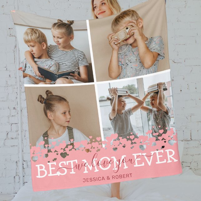 Cute Best Mom Ever Photo Collage Fleece Blanket (Creator Uploaded)