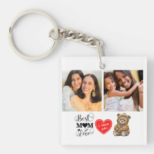 Cute Best Mom Ever Photo Keychain