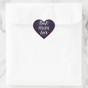 Cute Best Mom Text And Little Stars Heart Sticker