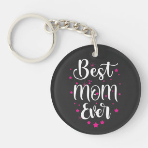 Cute Best Mom Text And Little Stars Keychain