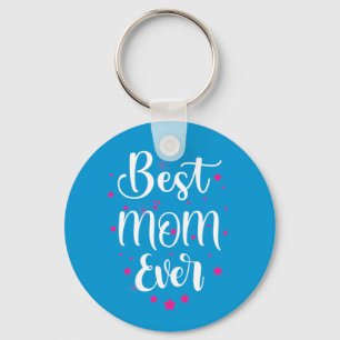 Cute Best Mom Text And Little Stars Keychain