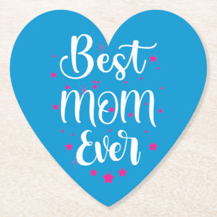 Cute Best Mom Text And Little Stars Paper Coaster