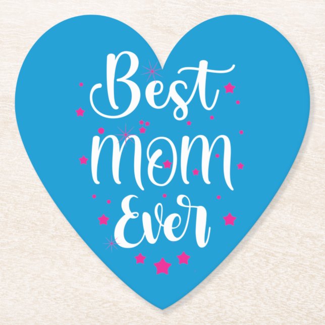Cute Best Mom Text And Little Stars Paper Coaster (Front)