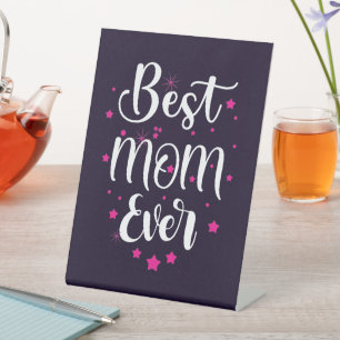 Cute Best Mom Text And Little Stars Pedestal Sign