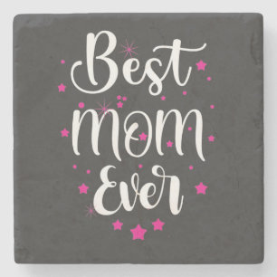 Cute Best Mom Text And Little Stars Stone Coaster