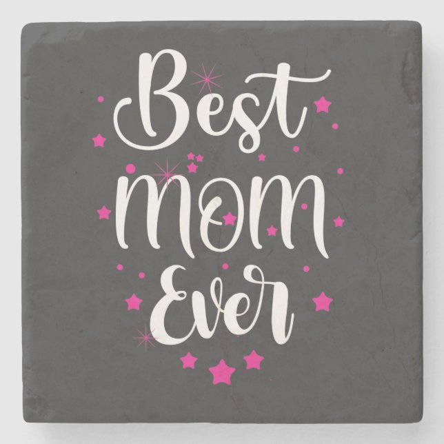 Cute Best Mom Text And Little Stars Stone Coaster (Front)