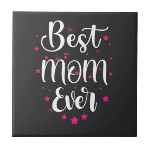Cute Best Mom Text And Little Stars Tile