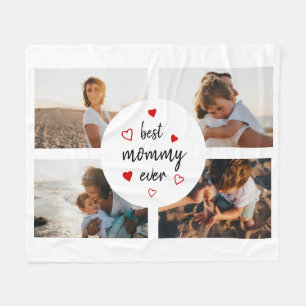 Cute Best Mommy Ever 4 Photo Collage Mother's Day Fleece Blanket