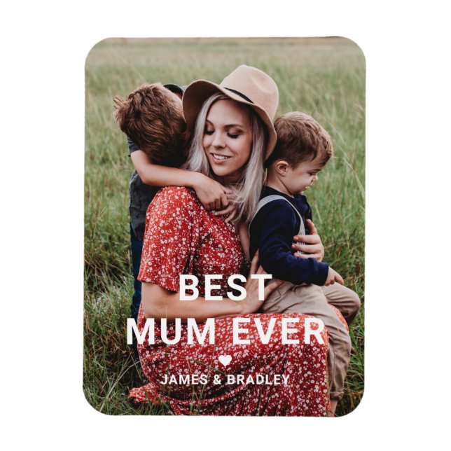 Cute BEST MUM EVER Heart Mother's Day Photo Magnet (Vertical)