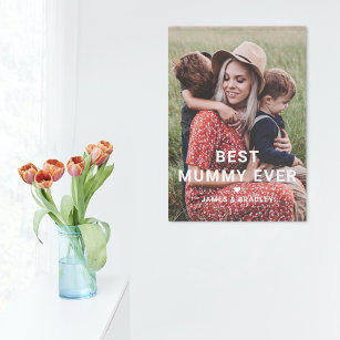 Cute Best Mummy Ever Heart Mother's Day Photo Faux Canvas Print