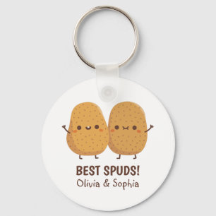 Cute Best Spuds Best Buds Funny Potatoes Pun Keychain