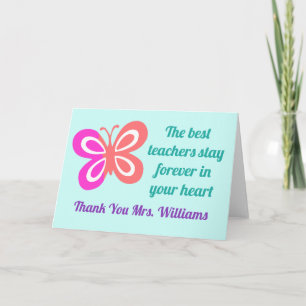 Cute Best Teacher Appreciation Butterfly Quote Card