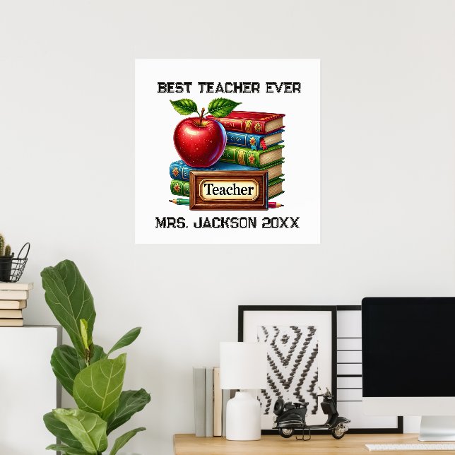 Cute Best Teacher ever add name  Poster (Home Office)
