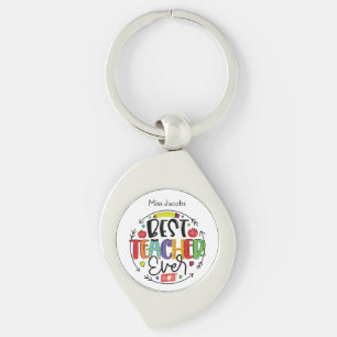 Cute Best Teacher Ever Customizable Name  Keychain