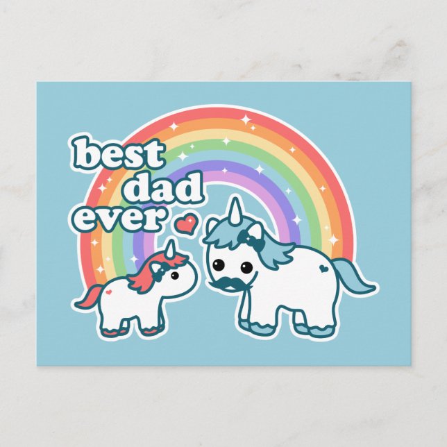 Cute Best Unicorn Dad Ever Postcard (Front)