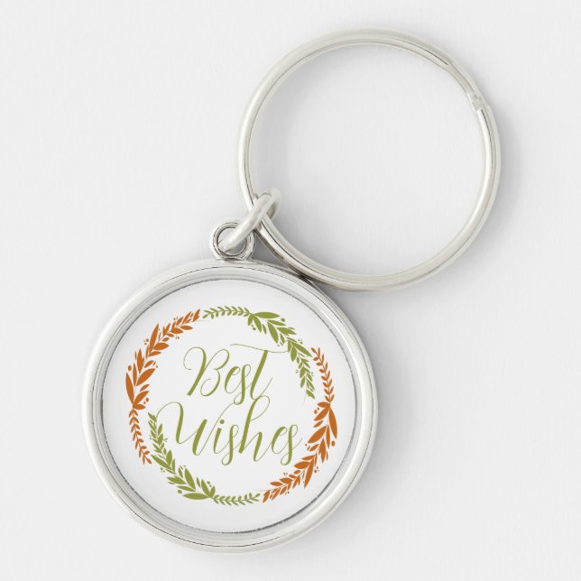 Cute Best Wishes Wreath   Key Ring (Front)