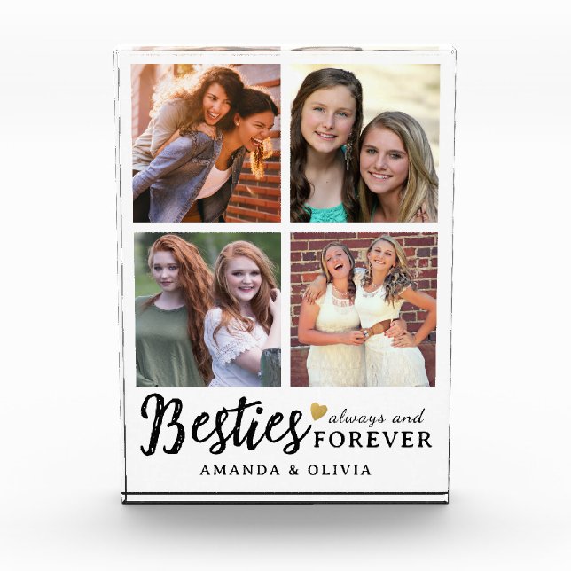 Cute Besties Always And Forever Custom Name 4  Photo Block (Front)