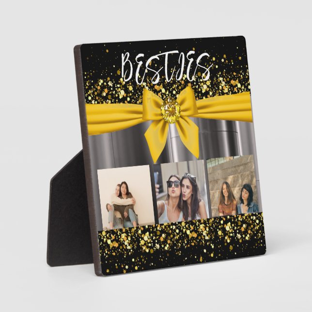 Cute Besties Best Friends Photo Collage BFF Modern Plaque (Front)