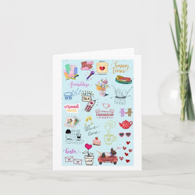 Cute Besties Collage Funny Galentine’s Card  (Front)
