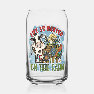 Cute better life farm cow farmhouse can glass