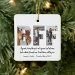 Cute BFF 3 Photo Collage Best Friend Besties Quote Ceramic Ornament<br><div class="desc">Modern BFF Photo Collage Best Friend Besties Quote Ornament Best friends are the sisters that life gives us! A tribute to the bond only best friends understand, this print features 3 of your favourite photos of you and your BFF. You can easily customize the photo, quote names and colour of...</div>